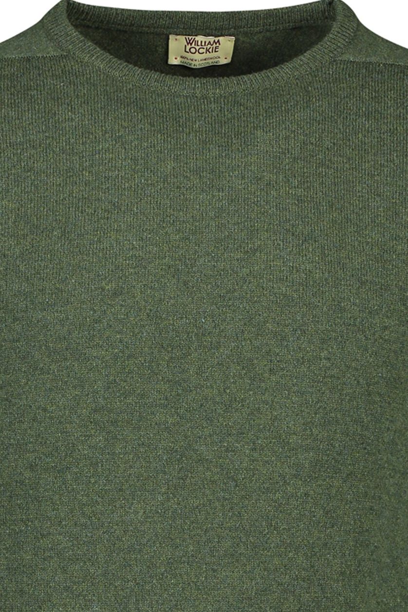 William Lockie pullover ronde hals groen lamswol