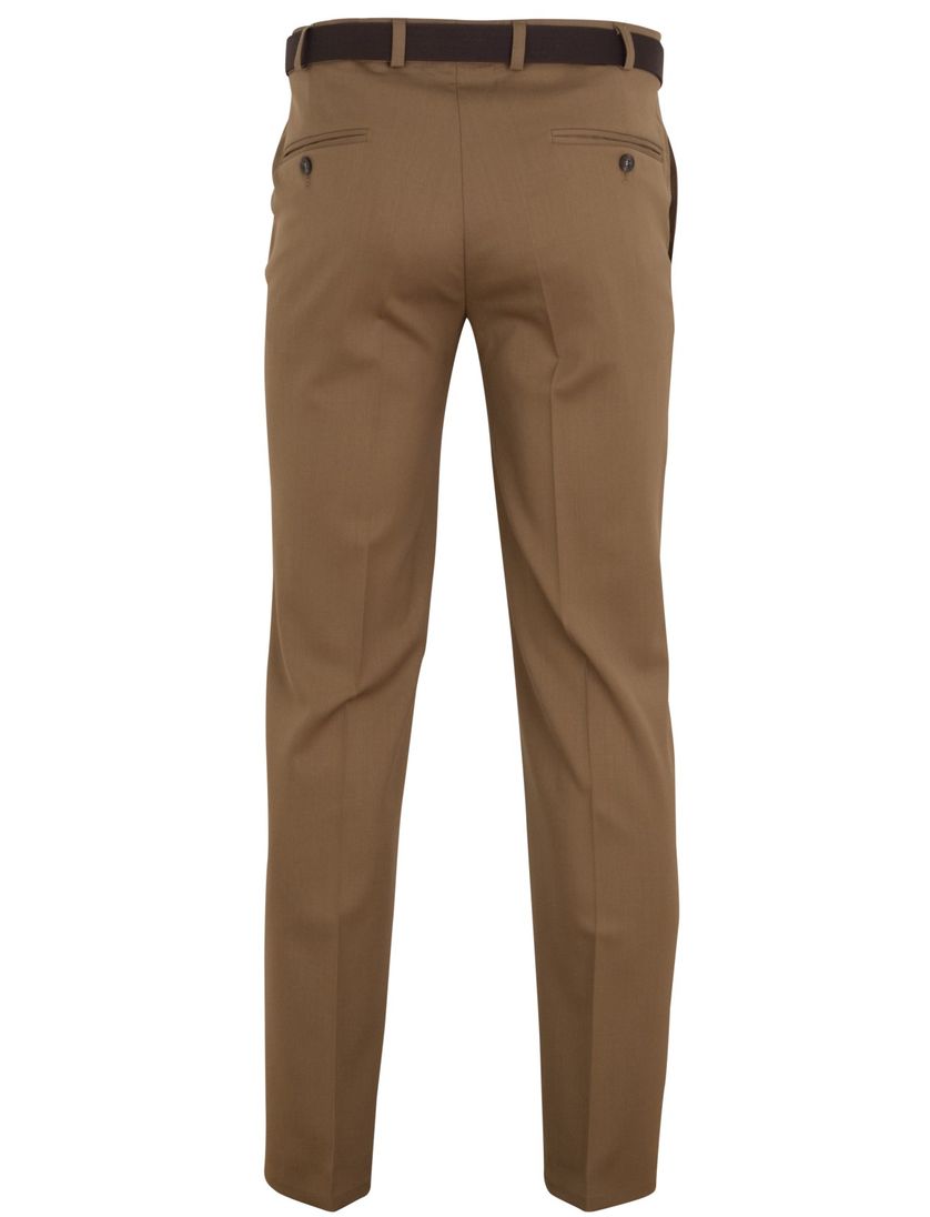 M.e.n.s. broek flatfront bruin stretch met riem