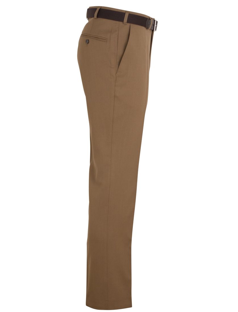 M.e.n.s. broek flatfront bruin stretch met riem