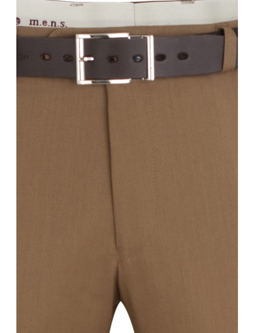 M.e.n.s. broek flatfront bruin stretch met riem