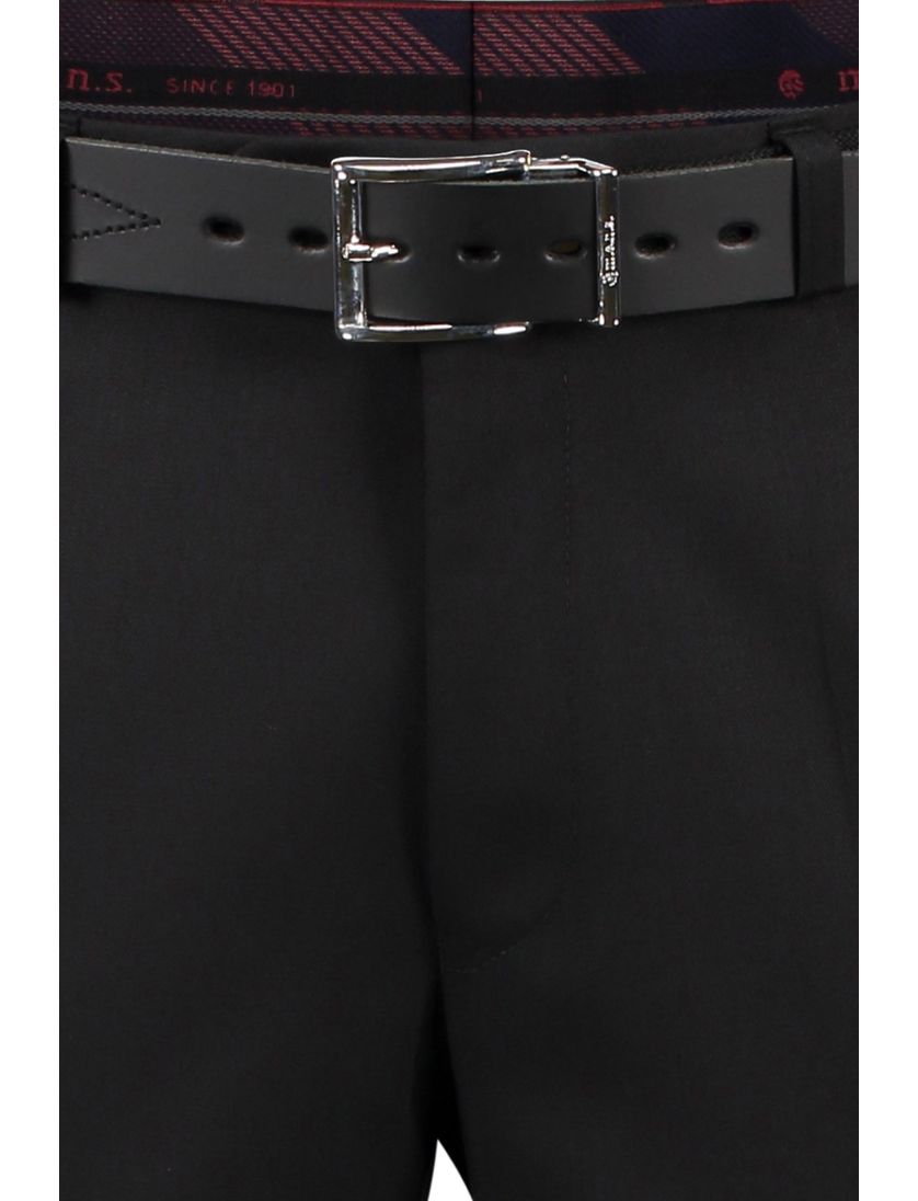 M.E.N.S. broek flatfront zwart Madrid wol