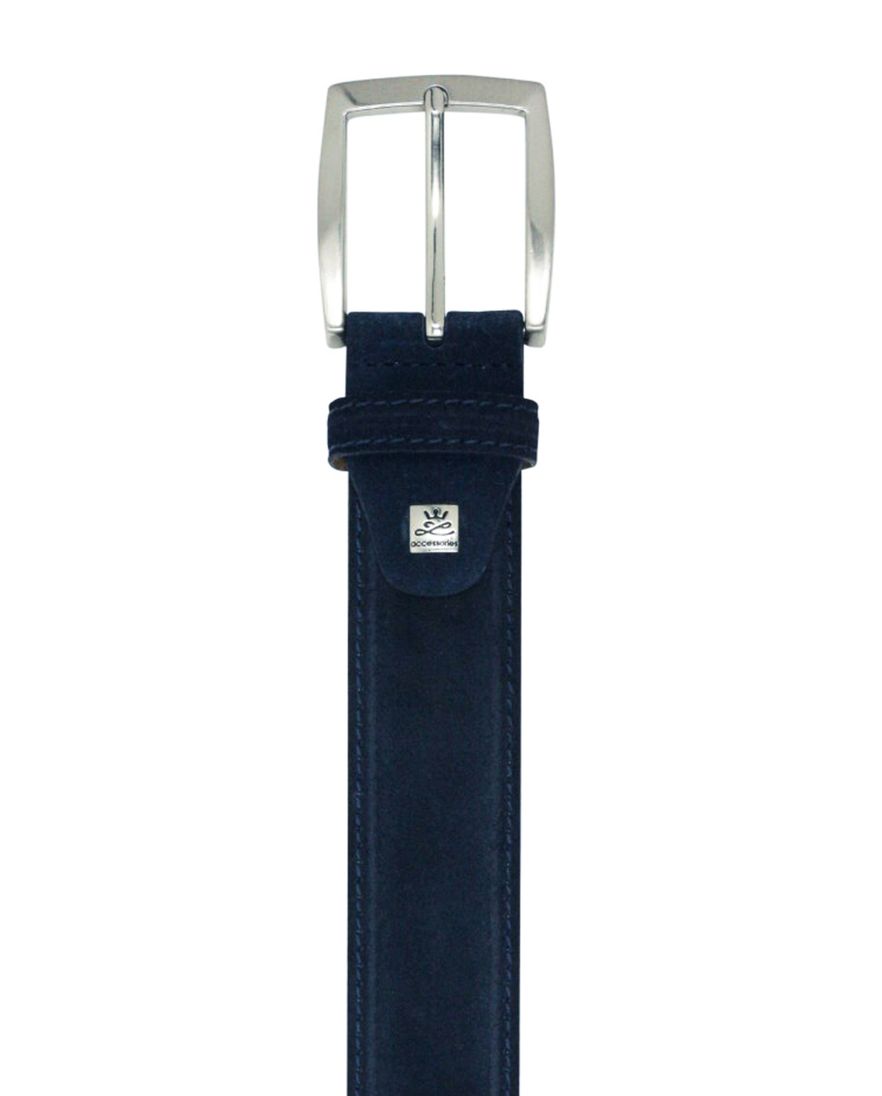 Lindenmann riem donkerblauw suede