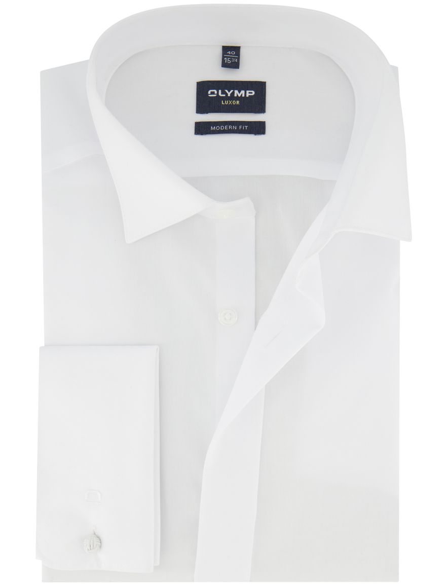 smoking overhemd Olymp Luxor Modern Fit wit effen katoen normale fit