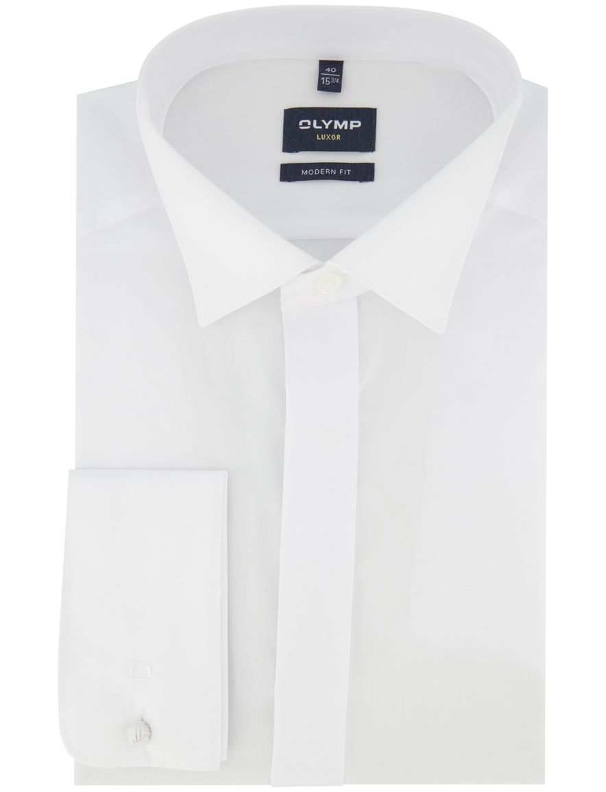 smoking overhemd Olymp Luxor Modern Fit wit effen katoen normale fit