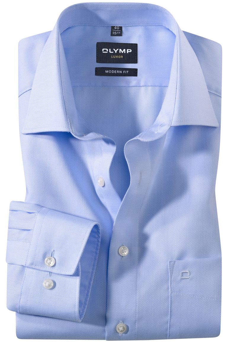 Overhemd Olymp lichtblauw uni oxford look modern fit