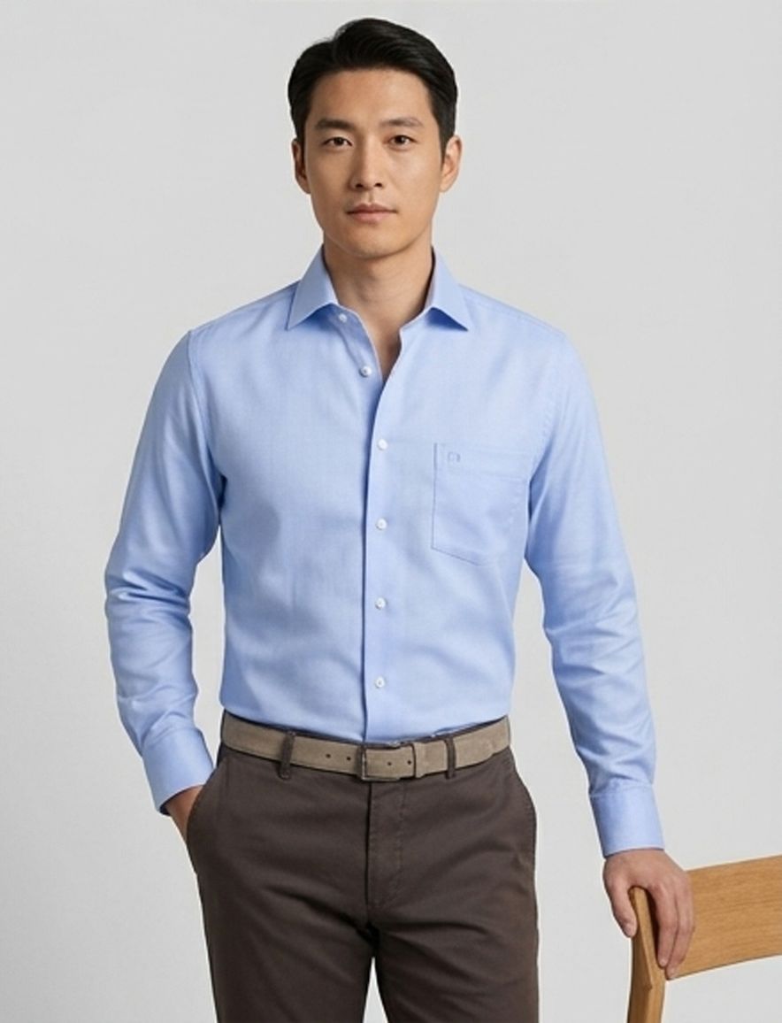 Overhemd Olymp lichtblauw uni oxford look modern fit