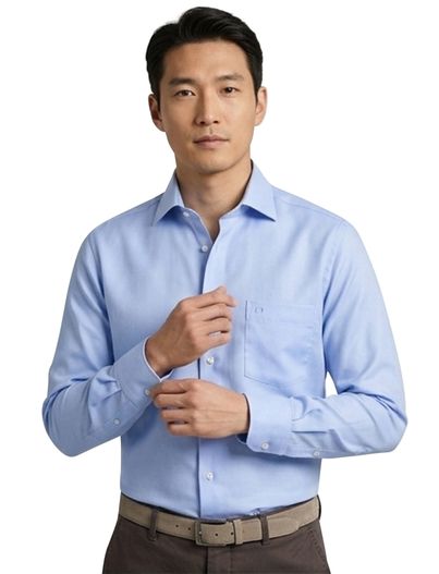 Olymp Overhemd Olymp lichtblauw uni oxford look modern fit