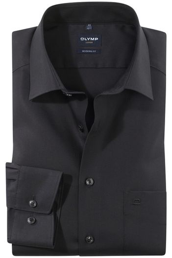 Olymp Zakelijk Olymp overhemd Luxor Modern Fit normale fit zwart uni