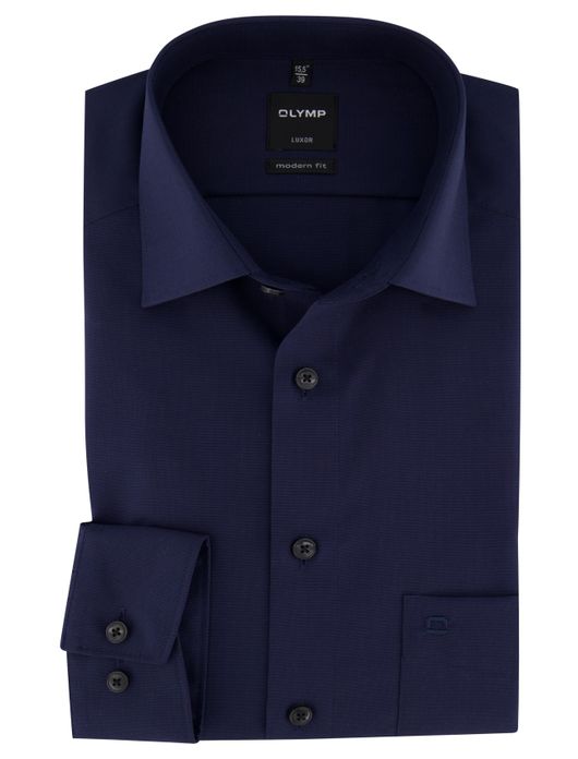 Olymp overhemd Luxor effen marine Modern Fit