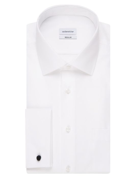 Overhemd Seidensticker wit dubbel manchet strijkvrij