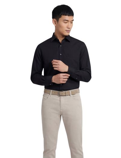 Seidensticker Seidensticker Splendesto overhemd zwart chambray Modern