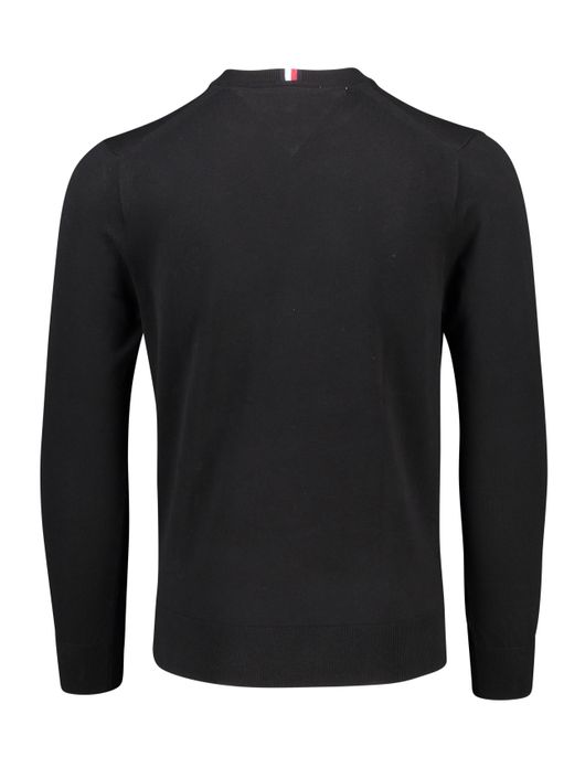 Big & Tall trui Tommy Hilfiger zwart effen katoen ronde hals