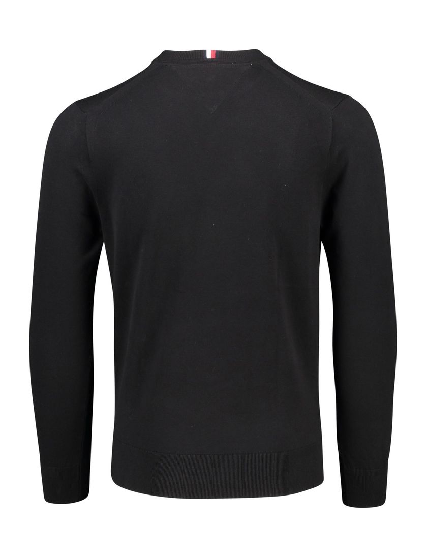 Tommy Hilfiger Big & Tall trui zwart effen katoen ronde hals