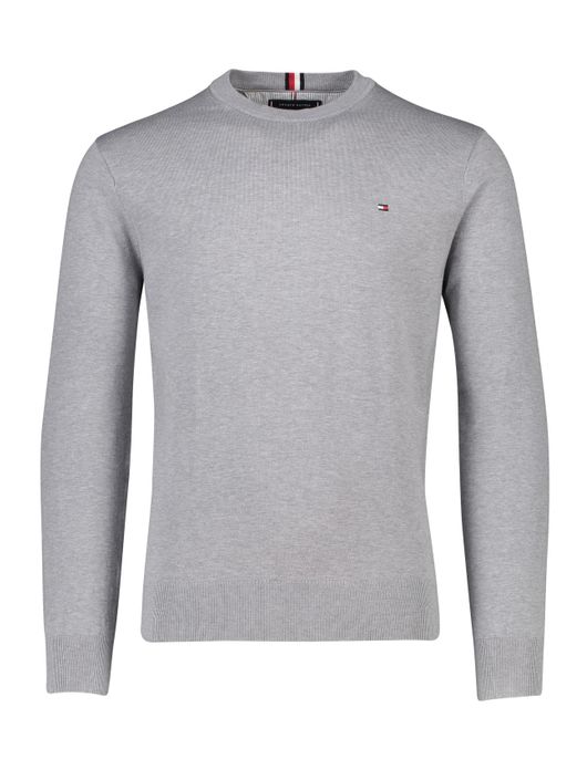 Tommy Hilfiger trui ronde hals grijs effen katoen