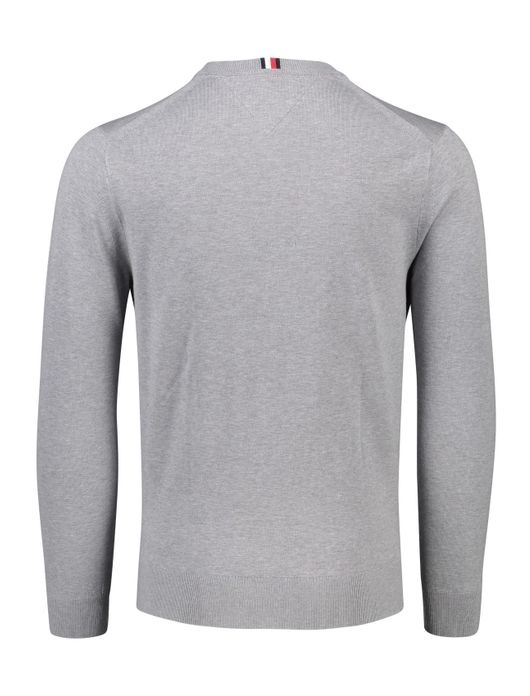 Tommy Hilfiger trui ronde hals grijs effen katoen