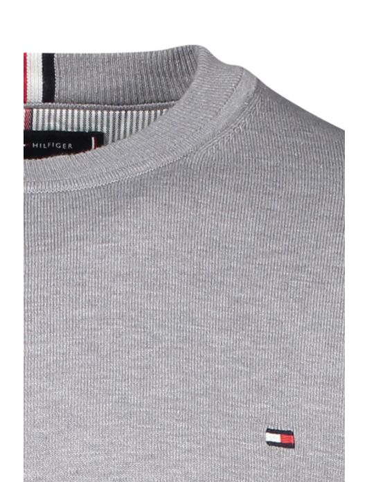 Tommy Hilfiger trui ronde hals grijs effen katoen