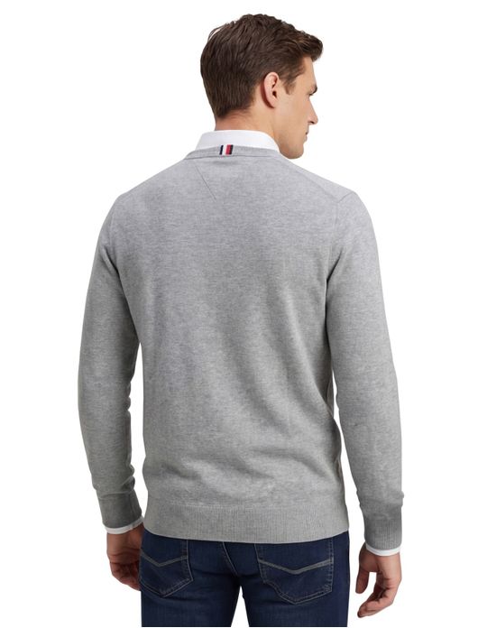 Tommy Hilfiger trui ronde hals grijs effen katoen