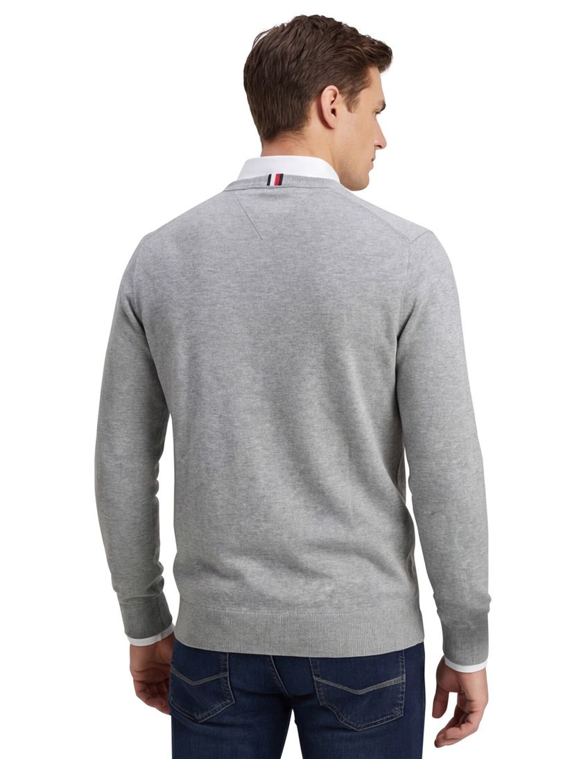 Tommy Hilfiger trui ronde hals grijs effen katoen