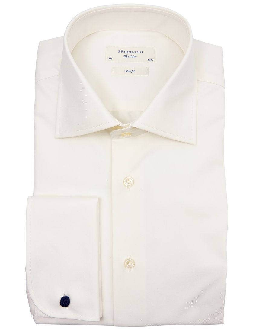 Overhemd Profuomo ecru dubbele manchet slim fit