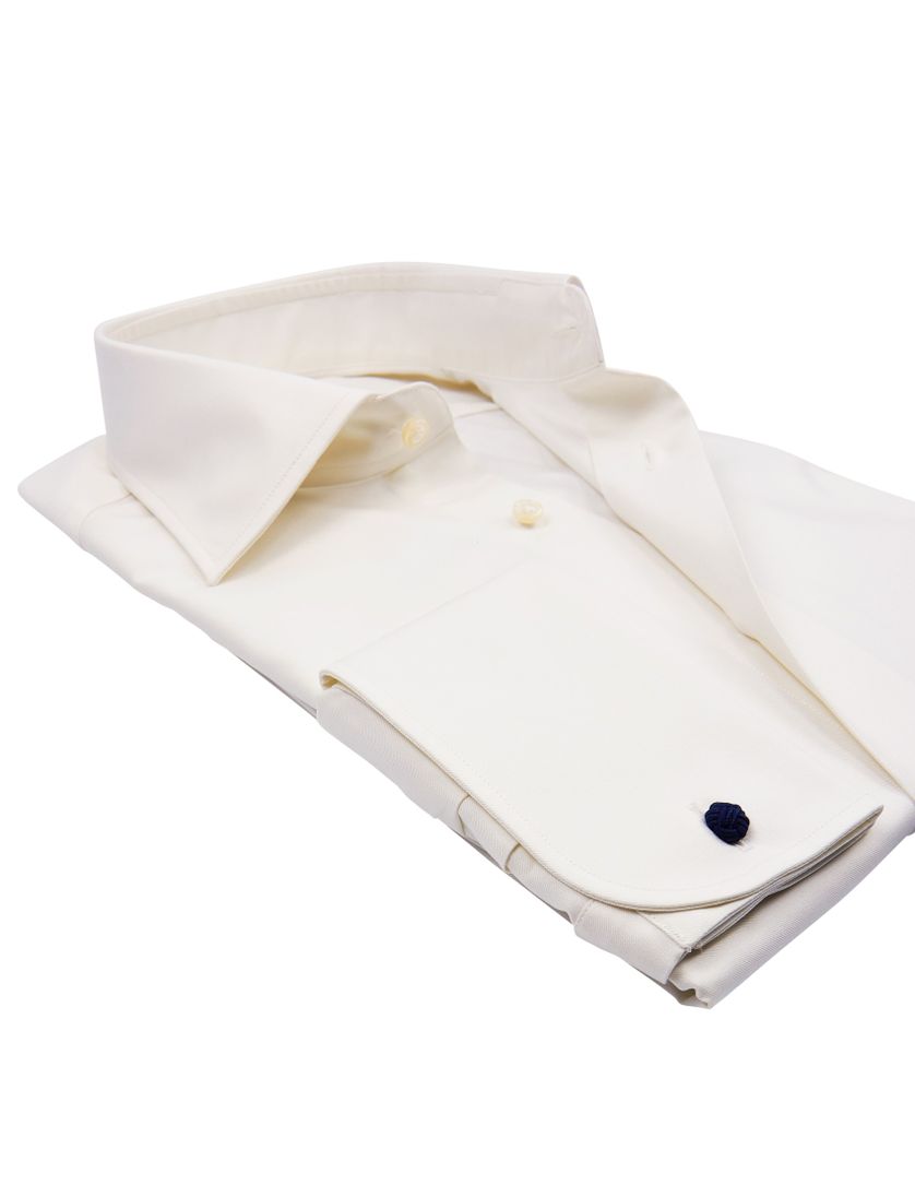 Overhemd Profuomo ecru dubbele manchet slim fit