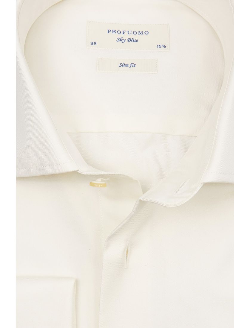 Overhemd Profuomo ecru dubbele manchet slim fit