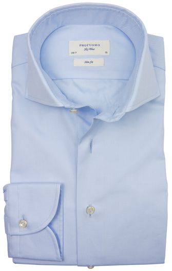 Profuomo Profuomo overhemd mouwlengte 7 lichtblauw effen katoen slim fit