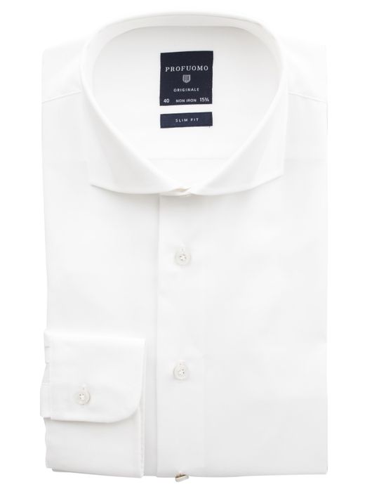 Overhemd Profuomo slim fit wit strijkvrij
