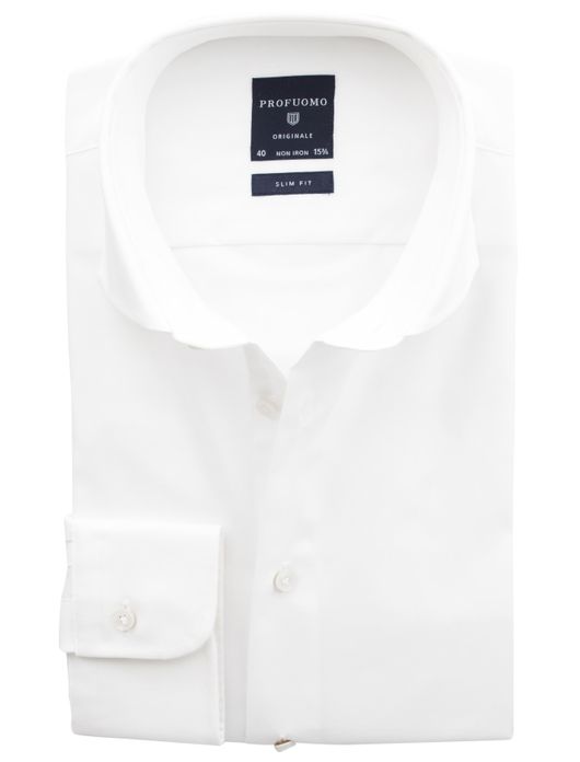 Overhemd Profuomo slim fit wit strijkvrij
