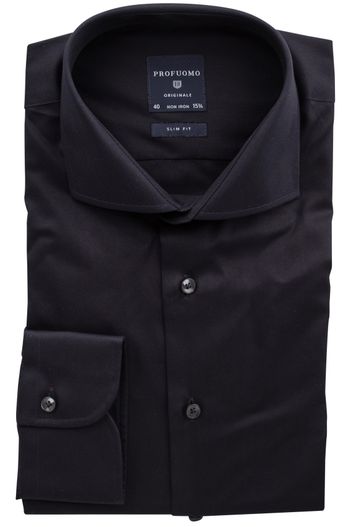 Profuomo Overhemd Profuomo slim fit zwart strijkvrij