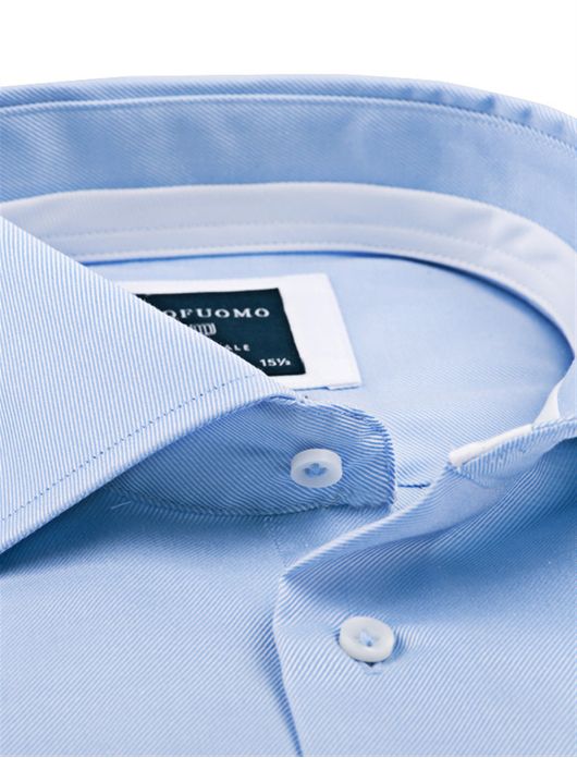 Profuomo overhemd blauw sllim fit diagonaal structuur