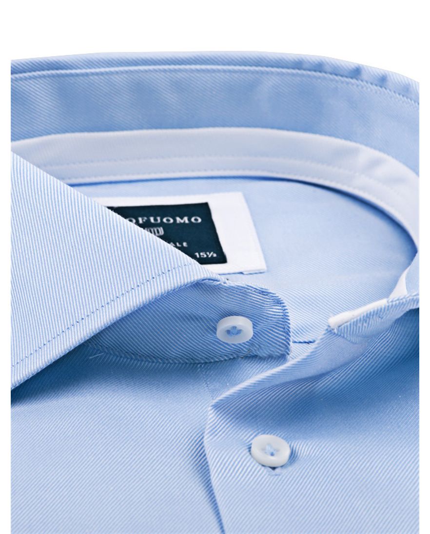 Profuomo overhemd blauw sllim fit diagonaal structuur