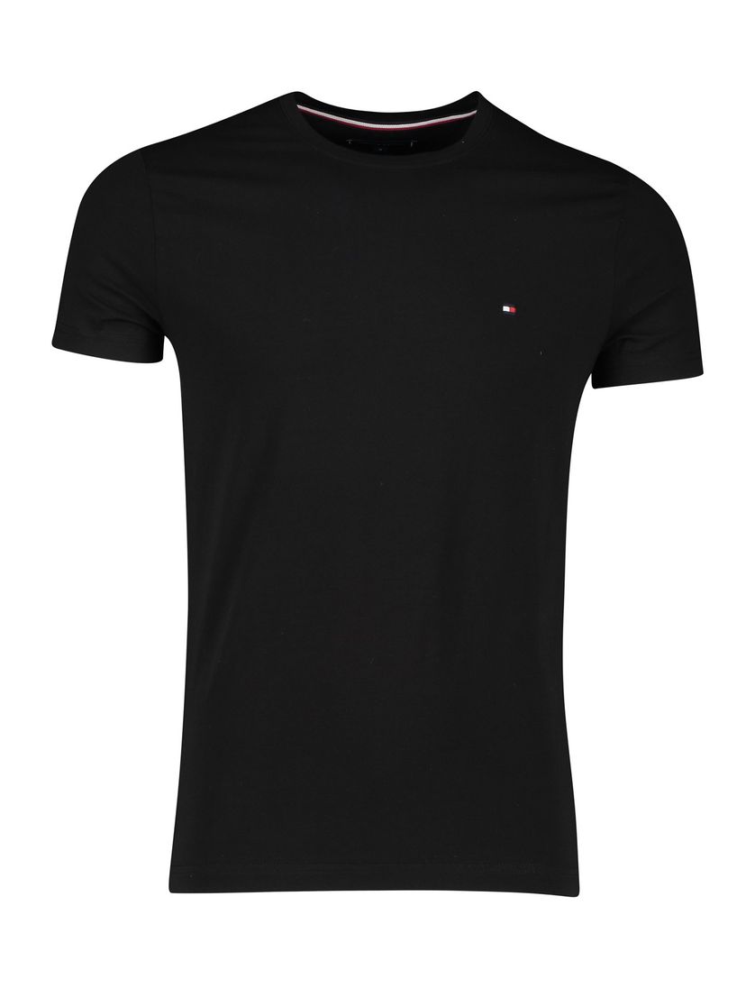 Tommy Hilfiger t-shirt extra slim fit zwart effen ronde hals