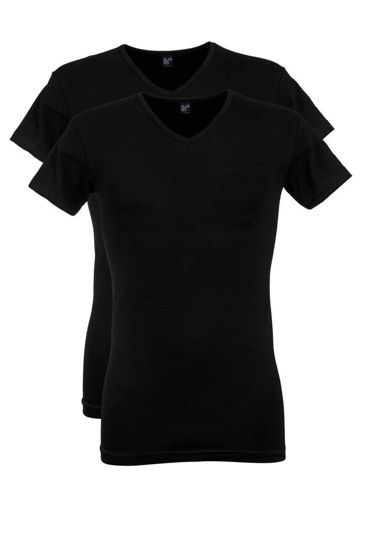 Alan Red t-shirt effen katoen zwart 2-pack