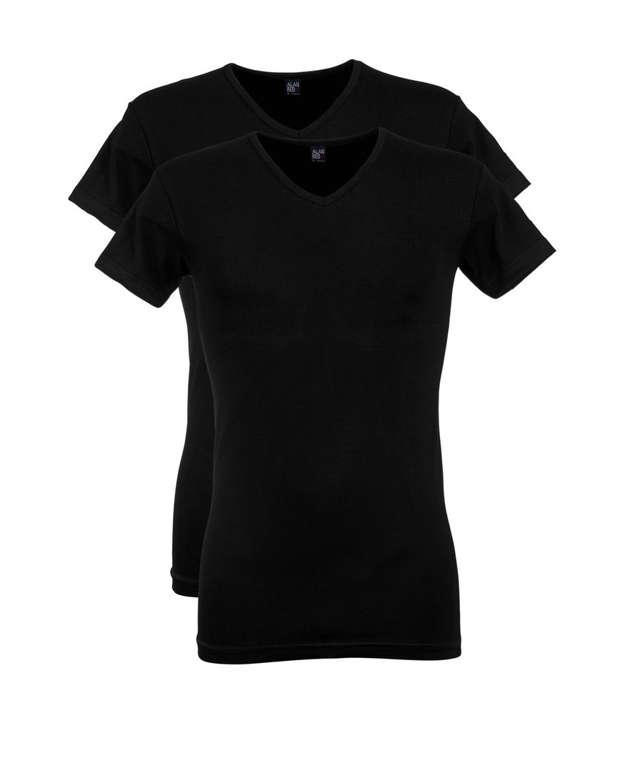 Alan Red t-shirt zwart effen katoen 2-pack