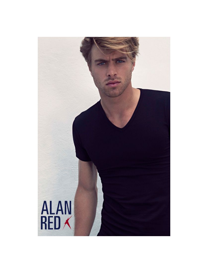 Alan Red t-shirt effen katoen zwart 2-pack
