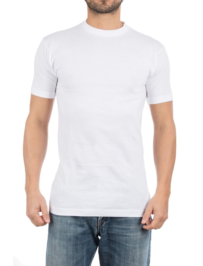 Alan Red t-shirt effen katoen wit ronde hals 2-pack