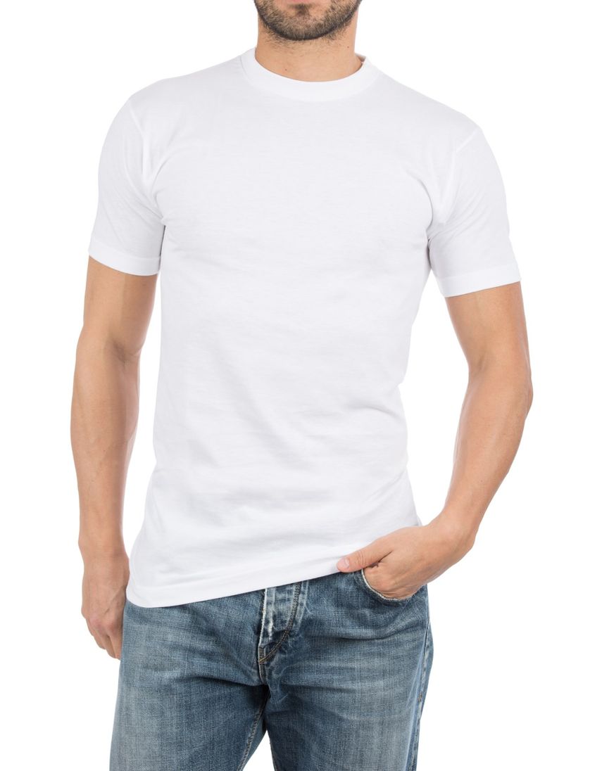Alan Red t-shirt effen katoen wit ronde hals 2-pack