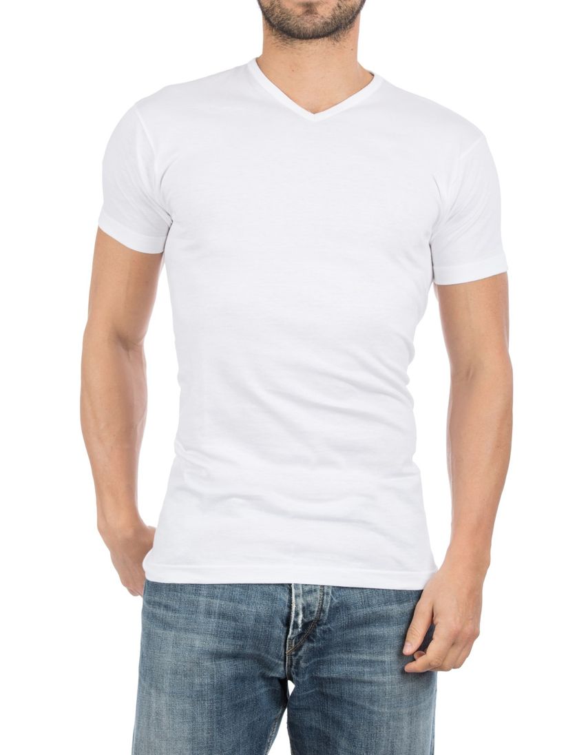 Alan Red t-shirt effen katoen wit 2-pack Vermont