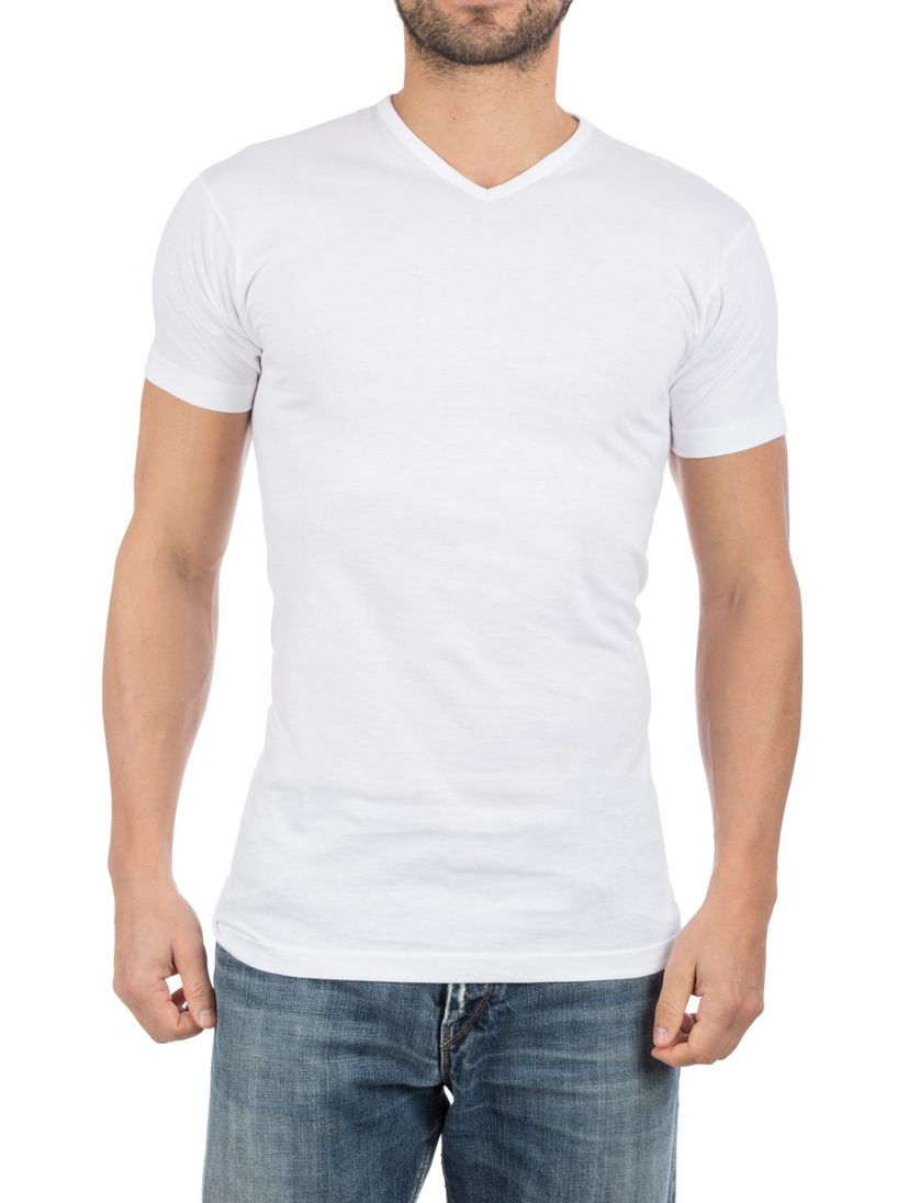Alan Red t-shirt effen katoen wit 2-pack Vermont