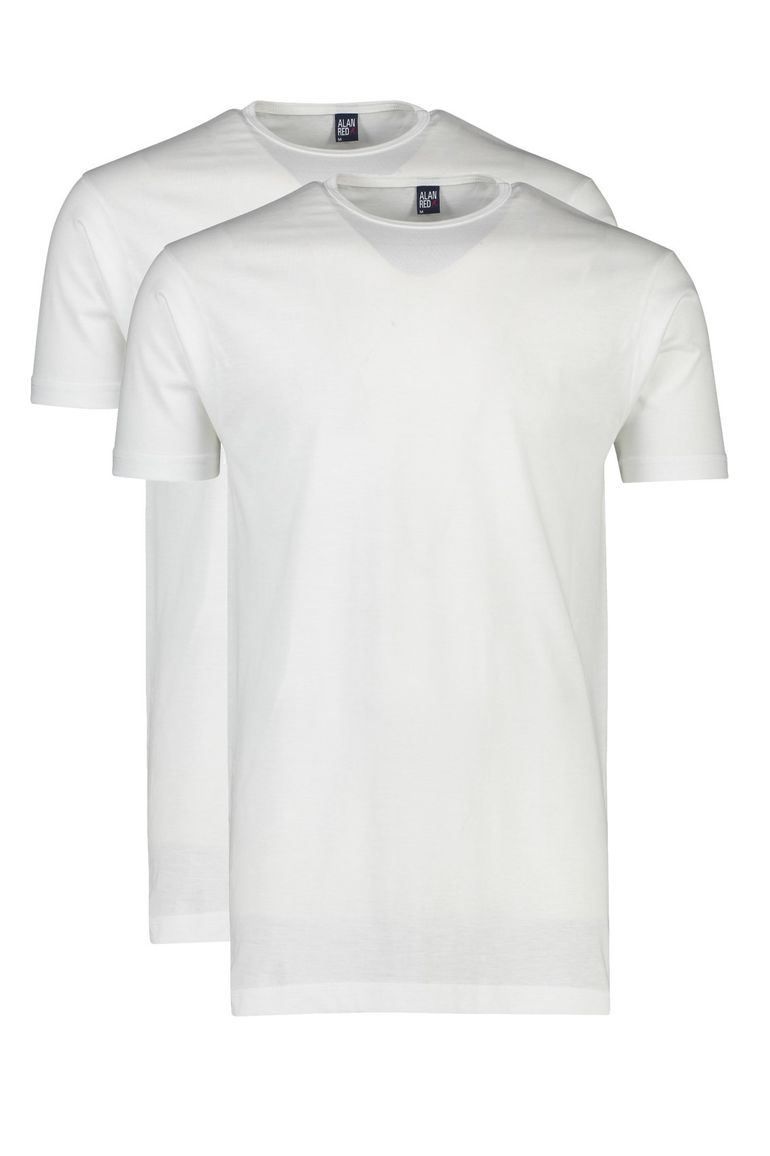 Alan Red Derby t-shirt wit effen katoen 2-pack