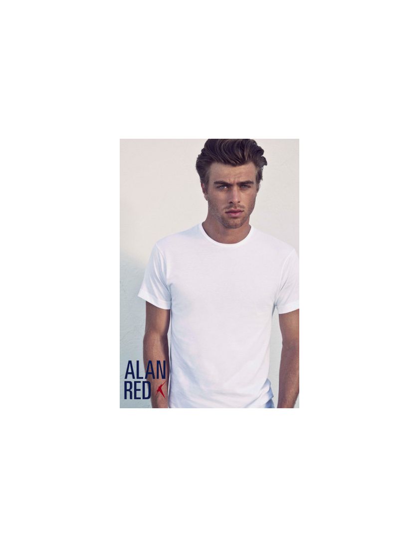 Alan Red t-shirt effen katoen zwart smalle boord 2-pack