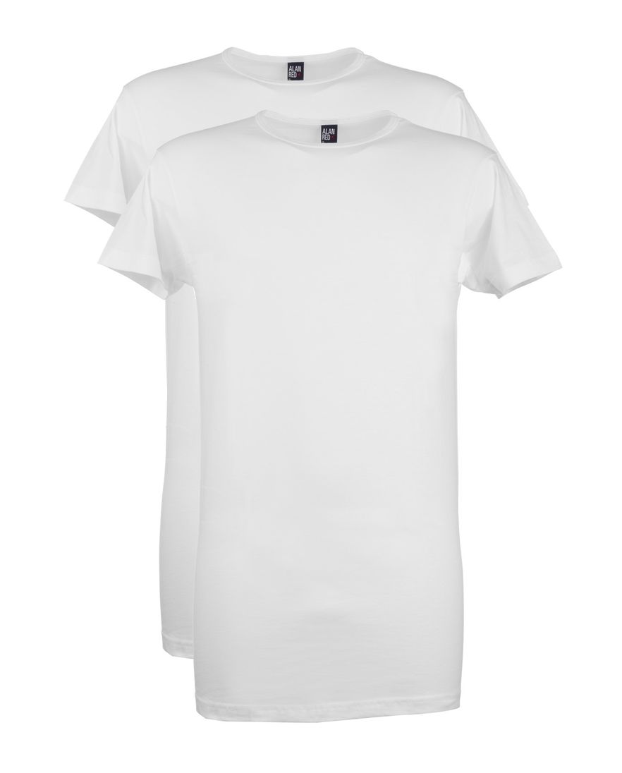 Alan Red Derby T-shirt wit effen katoen 2-pack