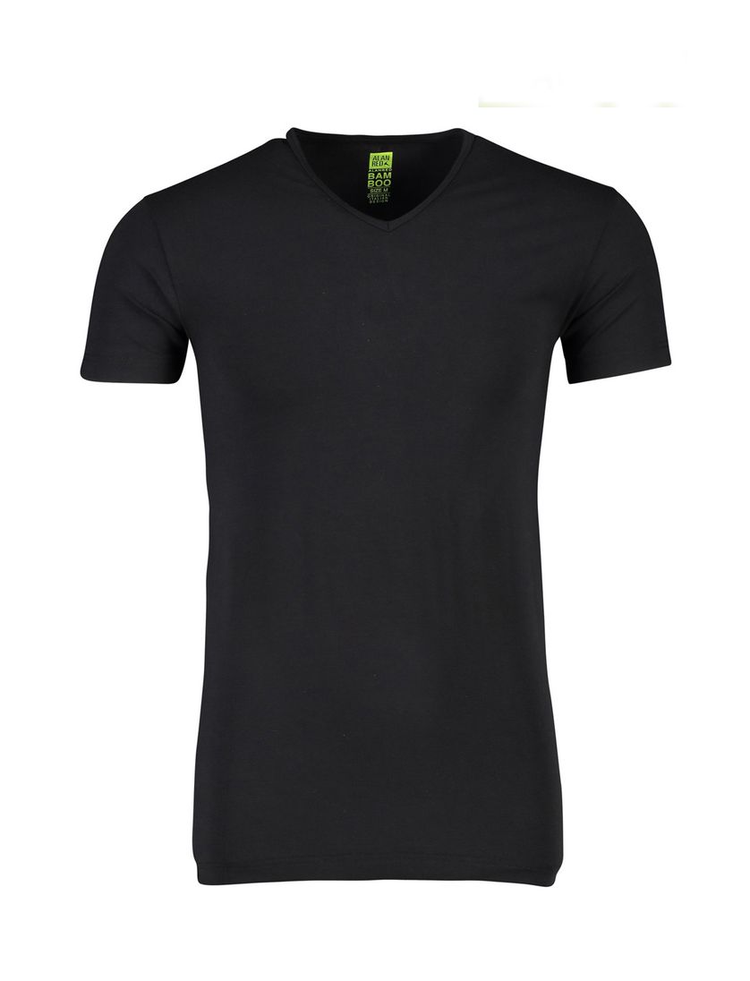 Alan Red T-shirt effen bamboe zwart Baltimore