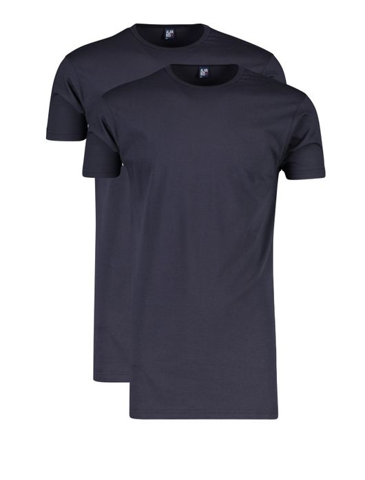 T-shirt KM ml 7 Alan Red effen katoen donkerblauw