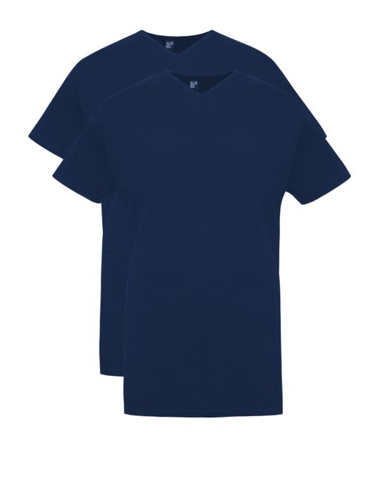 T-shirt KM ml 7 Alan Red effen katoen donkerblauw