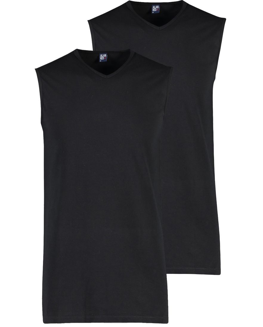 Alan Red tanktop aanbieding zwart effen two pack