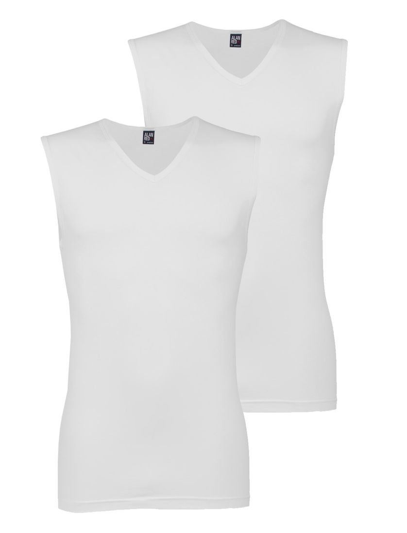 Alan Red singlet effen katoen wit 2-pack