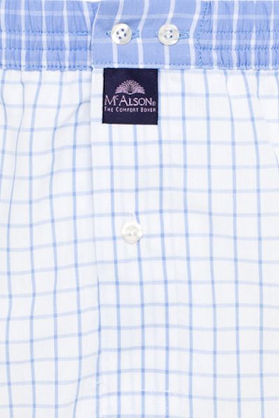 Mc Alson boxershort ruit wit lichtblauw