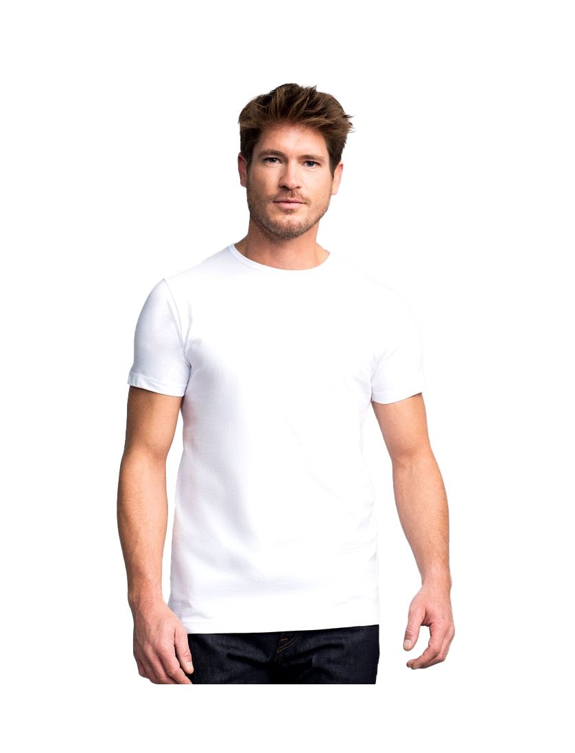 Slater t-shirt effen katoen wit 2-pack ronde hals
