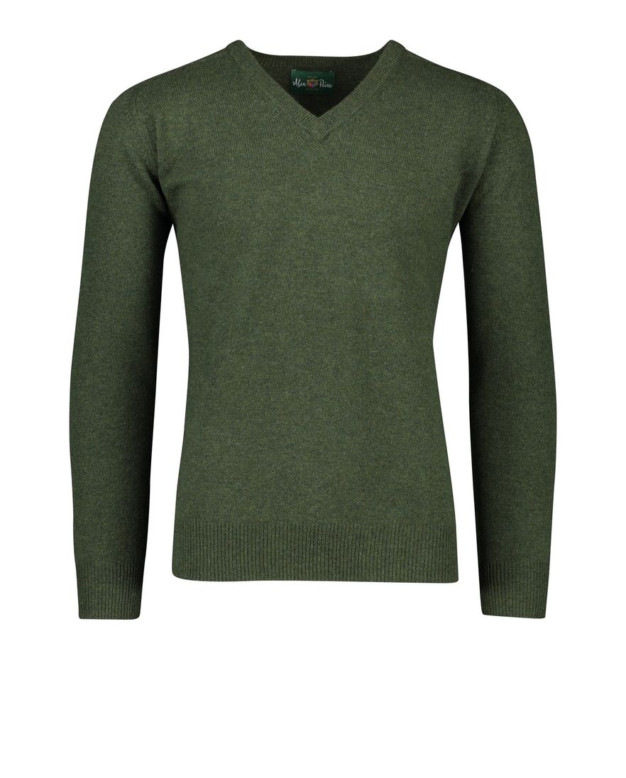 Alan Paine pullover groen lamswol v-hals
